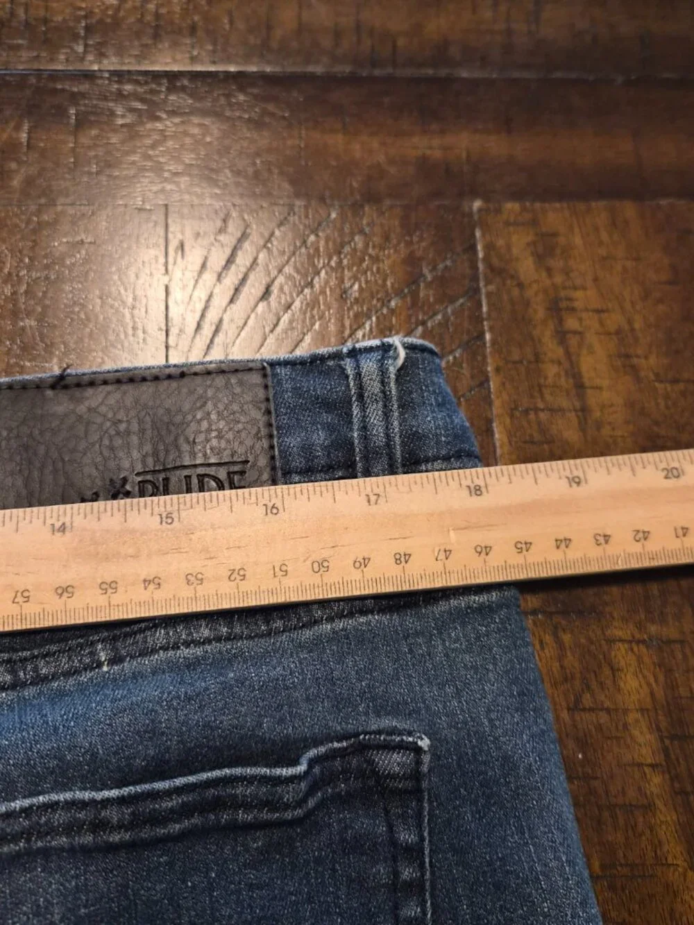 RUDE XXX Slim Straight Mens Jeans Size 36X30 3 Button Blue Dark Wash G597